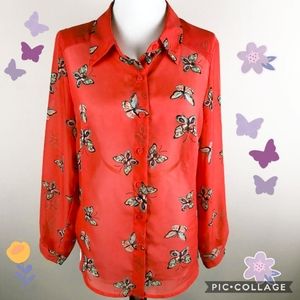 AGB Woman  Butterflies theme Orange Shirt  Sz 1X